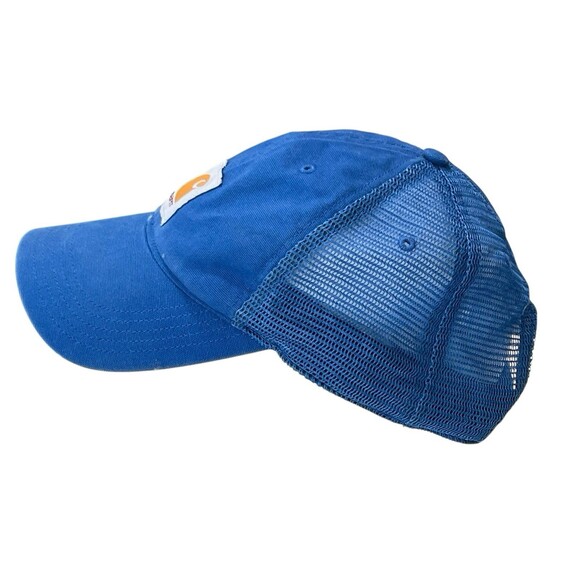 Carhartt Logo Mesh Trucker Hat Cap Snapback Mesh Back Blue Adjustable AH0286 - Picture 3 of 6